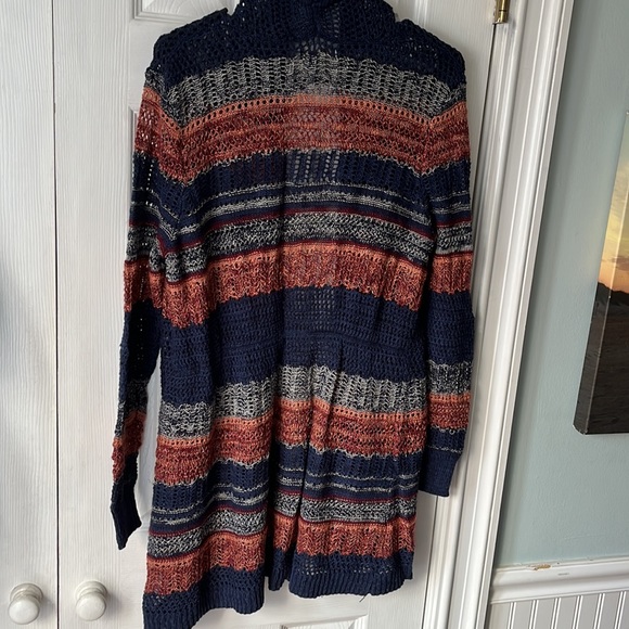 NWOT Natural Reflections wide striped knit waterfall Cardigan size Medium - Picture 4 of 16